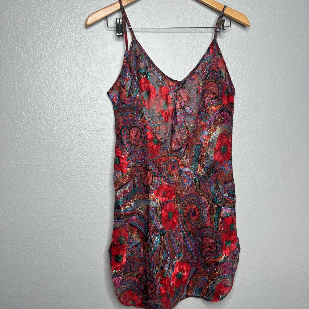 Vintage 90s Inner Most Silky Slip Nighty and robe sz M floral paisley
